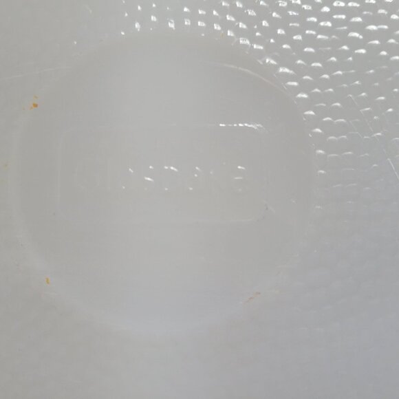 Vintage Glasbake Milk Glass Divided Dish With Blue Farm Scene Print - Picture 5 of 8